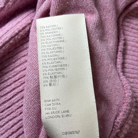 Anthropologie XL Faux Wrap Sweater Long Sleeve Blouson Cozy Dusted Pink feminine - Picture 10 of 10